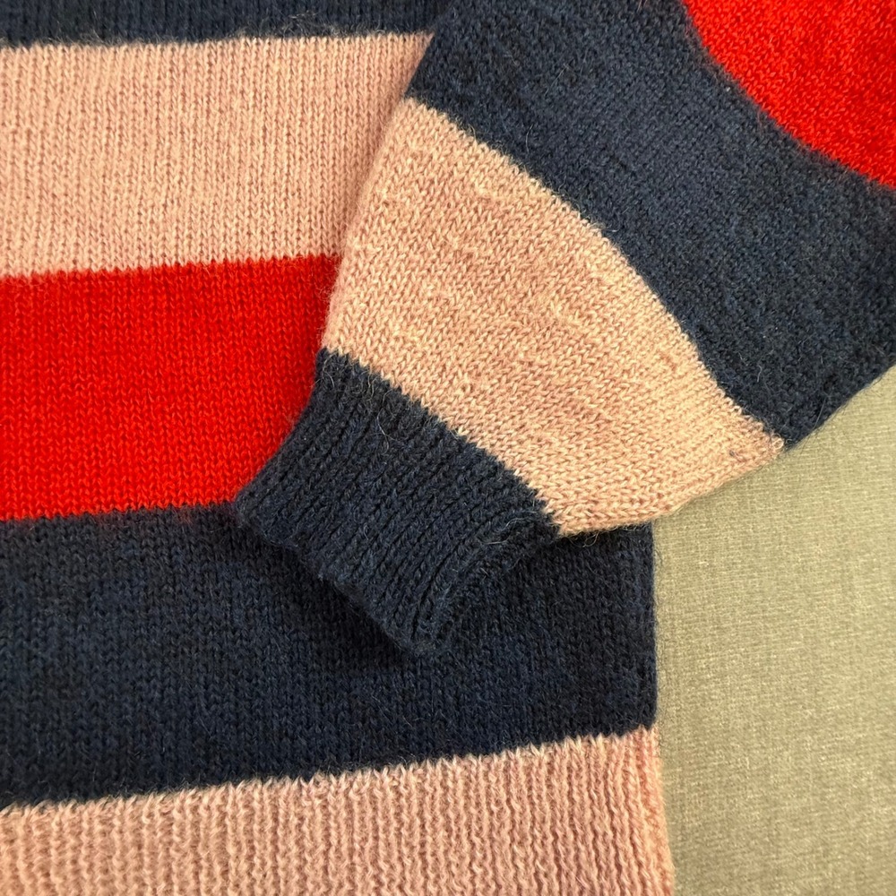 M.i.h Jeans Mohair Blend Striped Sweater Navy Red Pink Crew Neck XS - Picture 6 of 8